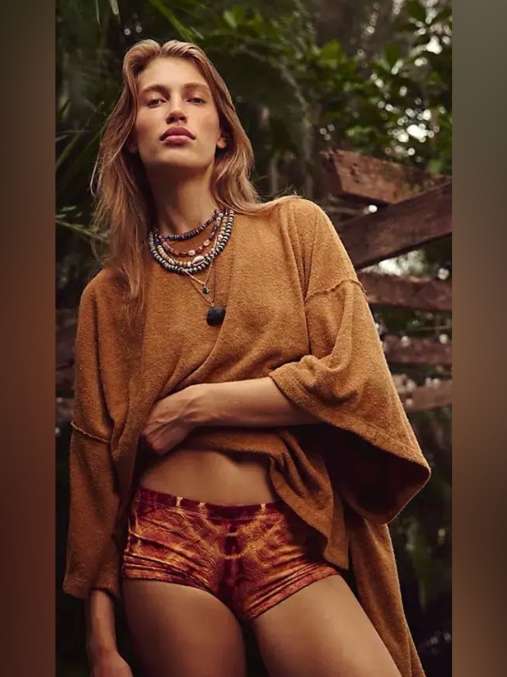 NWT FREE PEOPLE FREE EST BACKSEAT TERRY PULLOVER TIGERS EYE COMBO